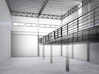 3d rendering of interior warehouse