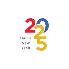 Happy new year 2025 logo design unique concept Premium Vector