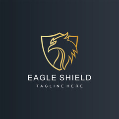 Eagle logo design with shiled creative concept Premium Vector