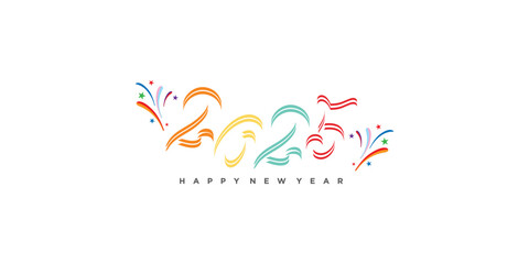 Happy new year 2025 logo design unique concept Premium Vector