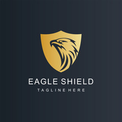 Eagle logo design with shiled creative concept Premium Vector