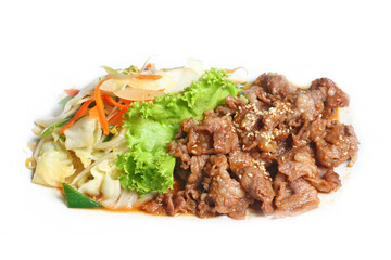 Special beef steak grilled (japanese kobe matsusaka) with garlic, onion, and vegetables 
