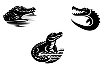 set of crocodile icon and logo vector design.