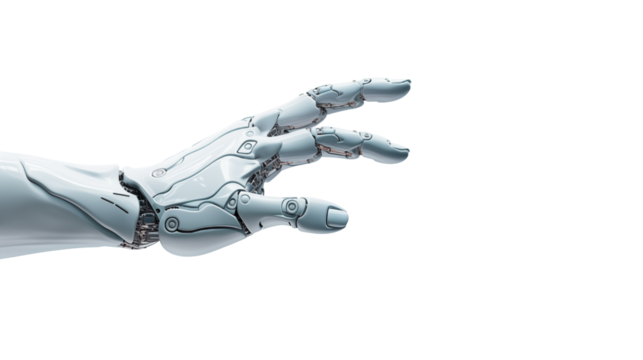 Gesturing robot hand transparent background. - Powered by Adobe