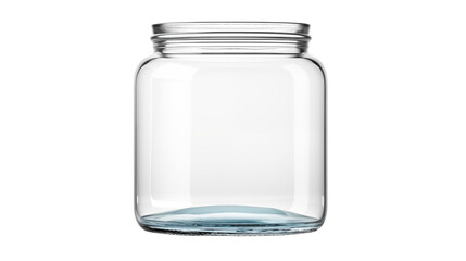 Glass jar with water or some clear liquid, isolated on transparent background.