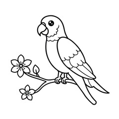 Parrot and flower coloring pages
