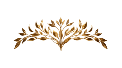 Golden olive crown, isolated on transparent background.