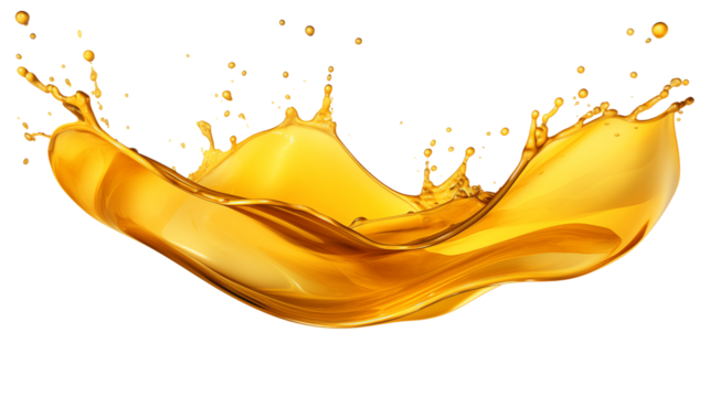 Golden oil splash transparent background. - Powered by Adobe