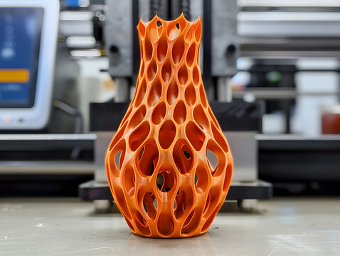 3d printed orange vase modern 