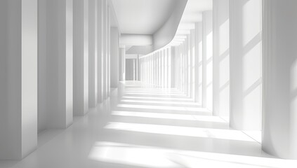 Obraz premium Minimalist White Corridor with Natural Light