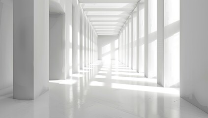 Fototapeta premium Minimalist White Corridor with Natural Light