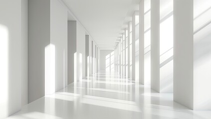 Obraz premium Minimalist White Corridor with Natural Light