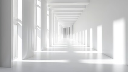 Fototapeta premium Minimalist White Corridor with Natural Light