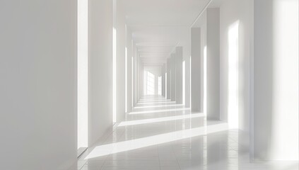 Fototapeta premium Bright White Modern Hallway with Light Beams