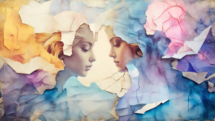 人物と精神世界の風景　AI画像　ジェネレーティブAI