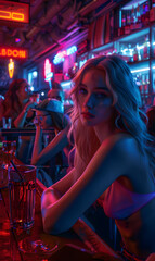Obraz premium random girl in a bar on ladies night , dating blonde 