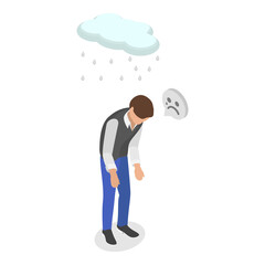 3D Isometric Flat  Illustration of Sad And Happy Mood. Item 2