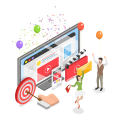 3D Isometric Flat  Illustration of Motion Design Studio. Item 3