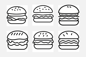 icons set of burger 