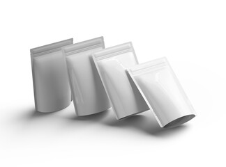 3D render of a glossy sealed doypack packaging with a zipper on a transparent background