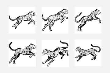 set of tiger silhouettes 