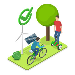 3D Isometric Flat  Illustration of Green Technologies. Item 1