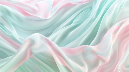 An abstract background with fluid, flowing lines in soft pastel colors of light pink, baby blue, and mint green, mimicking the gentle movements of water and creating a serene, dynamic scene.