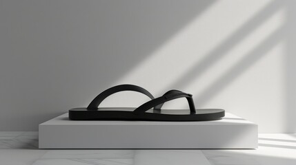 Black Flip-Flop on White Platform