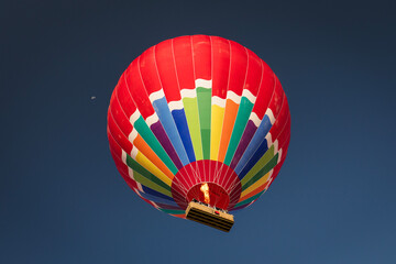 Colorful hot air balloon flying in the air in Cappadocia, Turkey