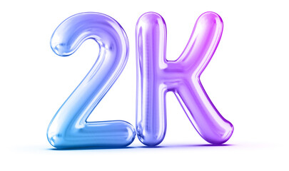 2k Followers Gradient Number 3D Render