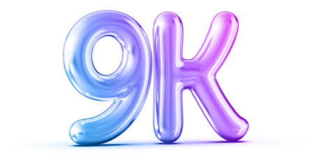 9k Followers Gradient Number 3D Render