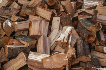 Wood placed on top of each other to form a tidy stack