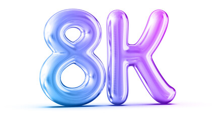 8k Followers Gradient Number 3D Render