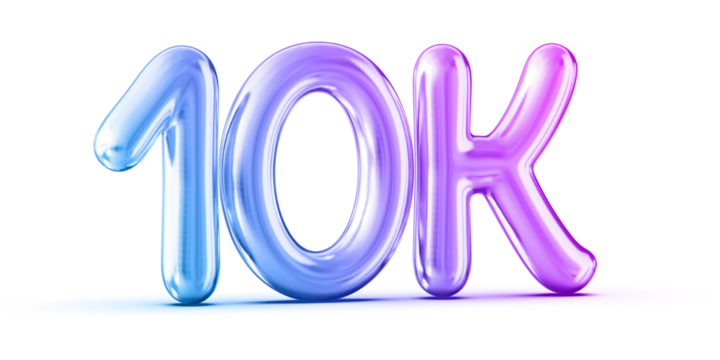 10k Followers Gradient Number 3D Render