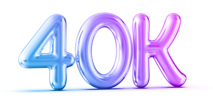 40k Followers Gradient Number 3D Render