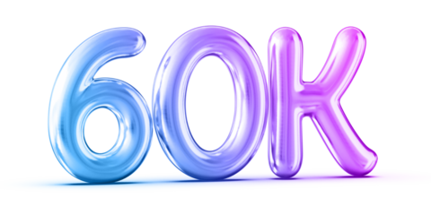 60k Followers Gradient Number 3D Render