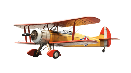 Retro vintage aircraft transparent background.