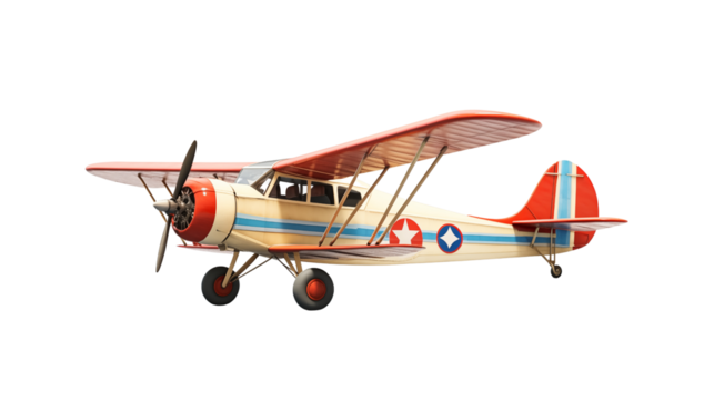Retro vintage aircraft transparent background.