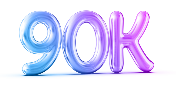 90k Followers Gradient Number 3D Render