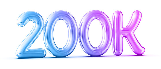 200k Followers Gradient Number 3D Render