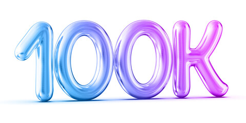 100k Followers Gradient Number 3D Render