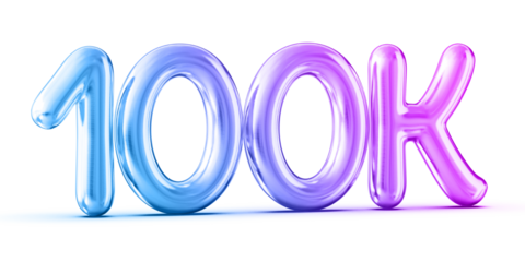 100k Followers Gradient Number 3D Render