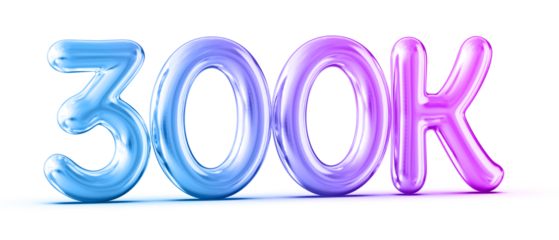 300k Followers Gradient Number 3D Render