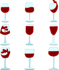 wine glass set cartoon. drink party, food bar, restaurant cocktail wine glass sign. isolated symbol vector illustration