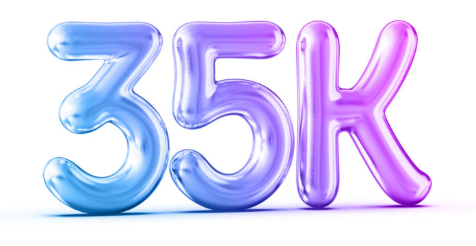 35k Followers Gradient Number 3D Render
