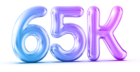 65k Followers Gradient Number 3D Render