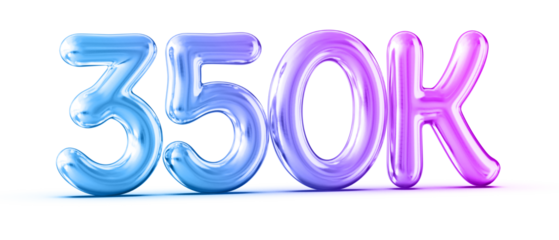 350k Followers Gradient Number 3D Render
