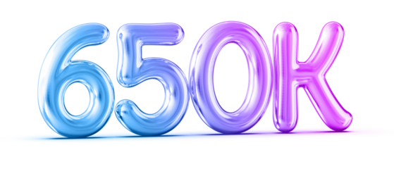 650k Followers Gradient Number 3D Render