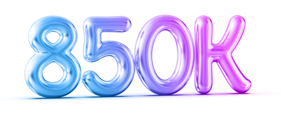 850k Followers Gradient Number 3D Render