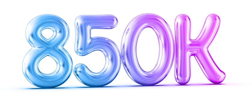 850k Followers Gradient Number 3D Render